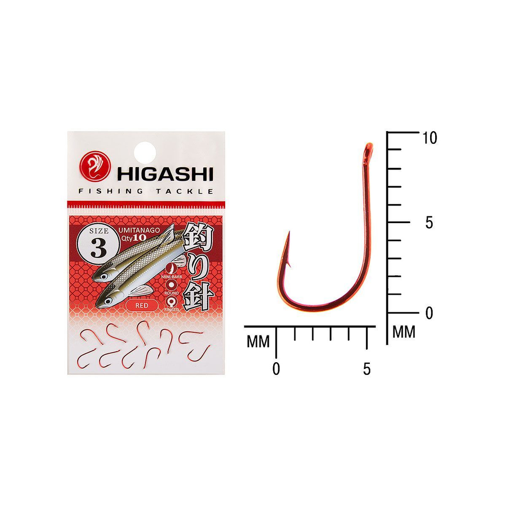Крючок одинарный HIGASHI Umitanago ringed #0,5 Red