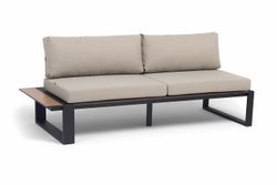 "Тулон" правый модуль, каркас алюминий, HPL "дуб", черный муар, ткань бежевая 15052