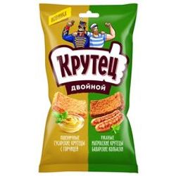 ГРЕНКИ РЖАНО-ПШЕНИЧНЫЕ СО ВКУСОМ ГОРЧИЦЫ И БАВАРСКИХ КОЛБАСОК 100 ГР /КРУТЕЦ/