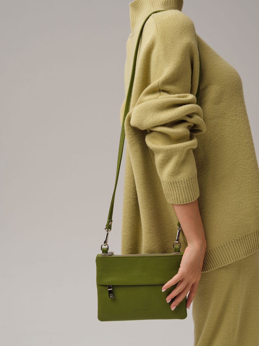 Кожаная сумка Deboro 3017 зеленый бамбук