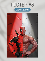Постер плакат В Двух Обличиях Deadpool Дэдпул