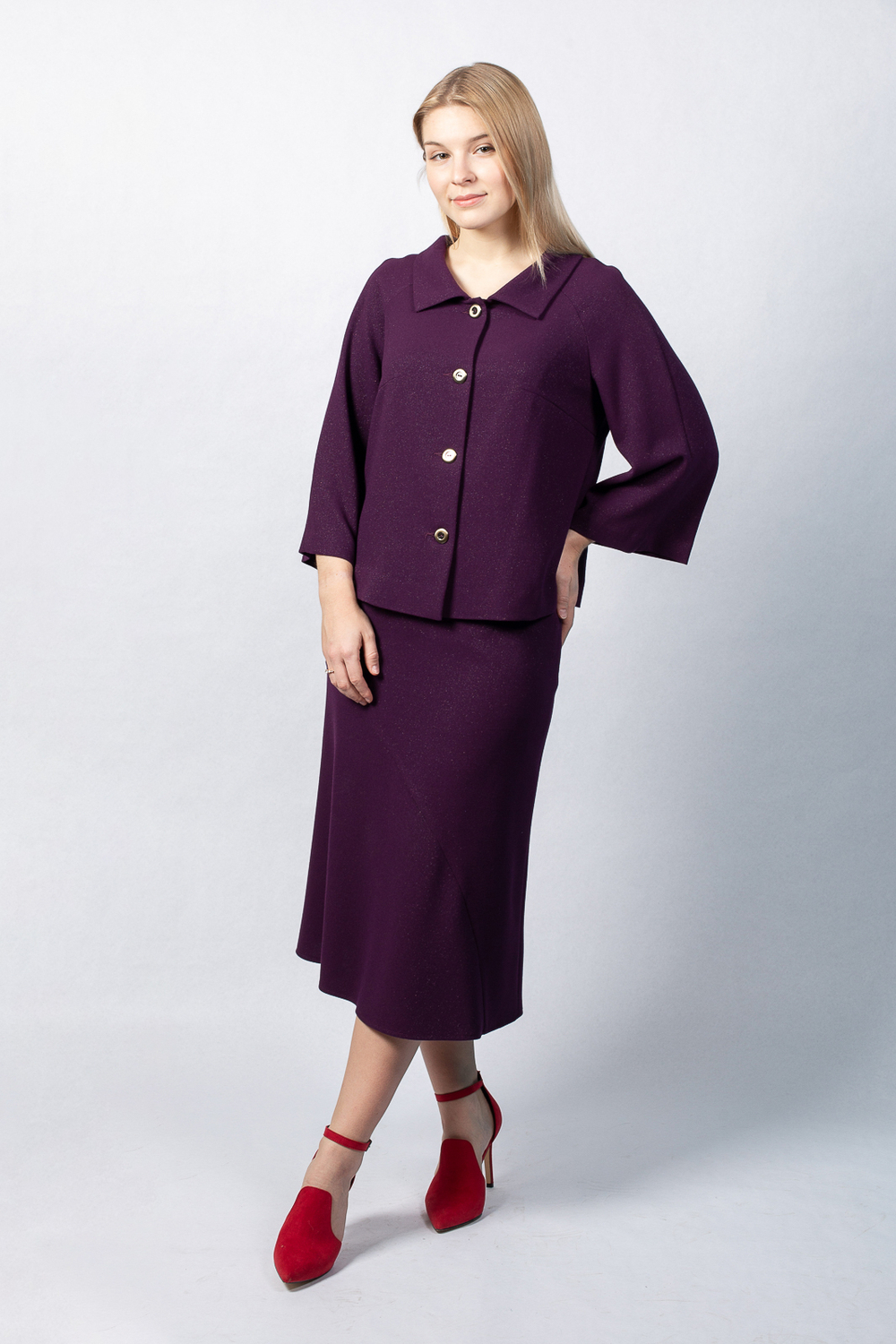 Расклешенная юбка 3041ЛЕ, слива #75С013041ЛЕ