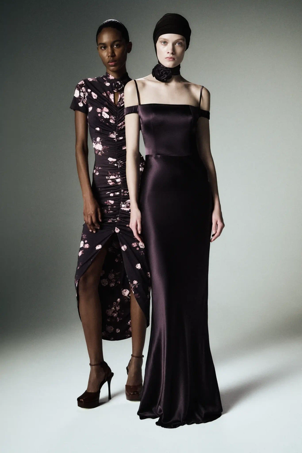 Melany maxi, платье макси из шоколадного атласа
