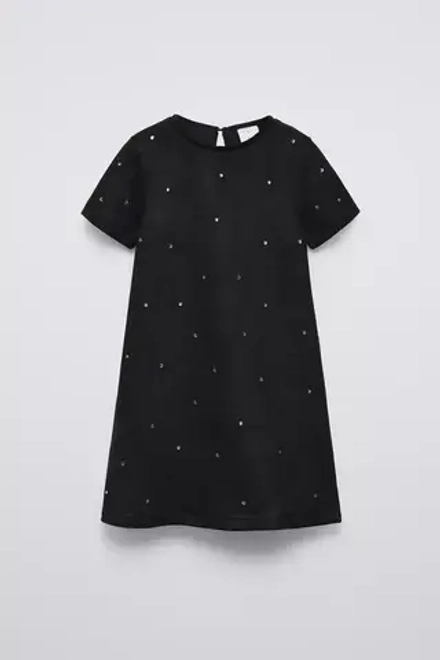 ZARA ПЛАТЬЕ ИЗ ИСКУССТВЕННОЙ ЗАМШИ, ЧЕРНЫЙ