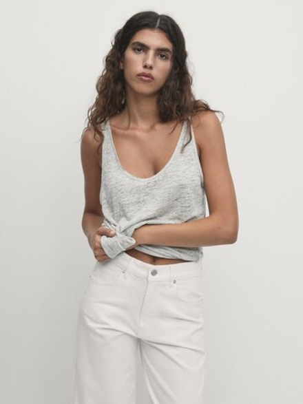 Massimo Dutti Майка из 100% льна, серый