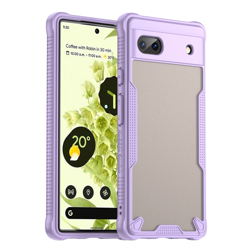 Чехол с фиолетовыми боковыми рамками для Google Pixel 6a, задняя крышка прозрачная тонированная