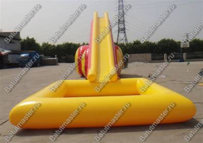 Надувная прямая водная горка с бассейном «Лава», 8*3*4 м