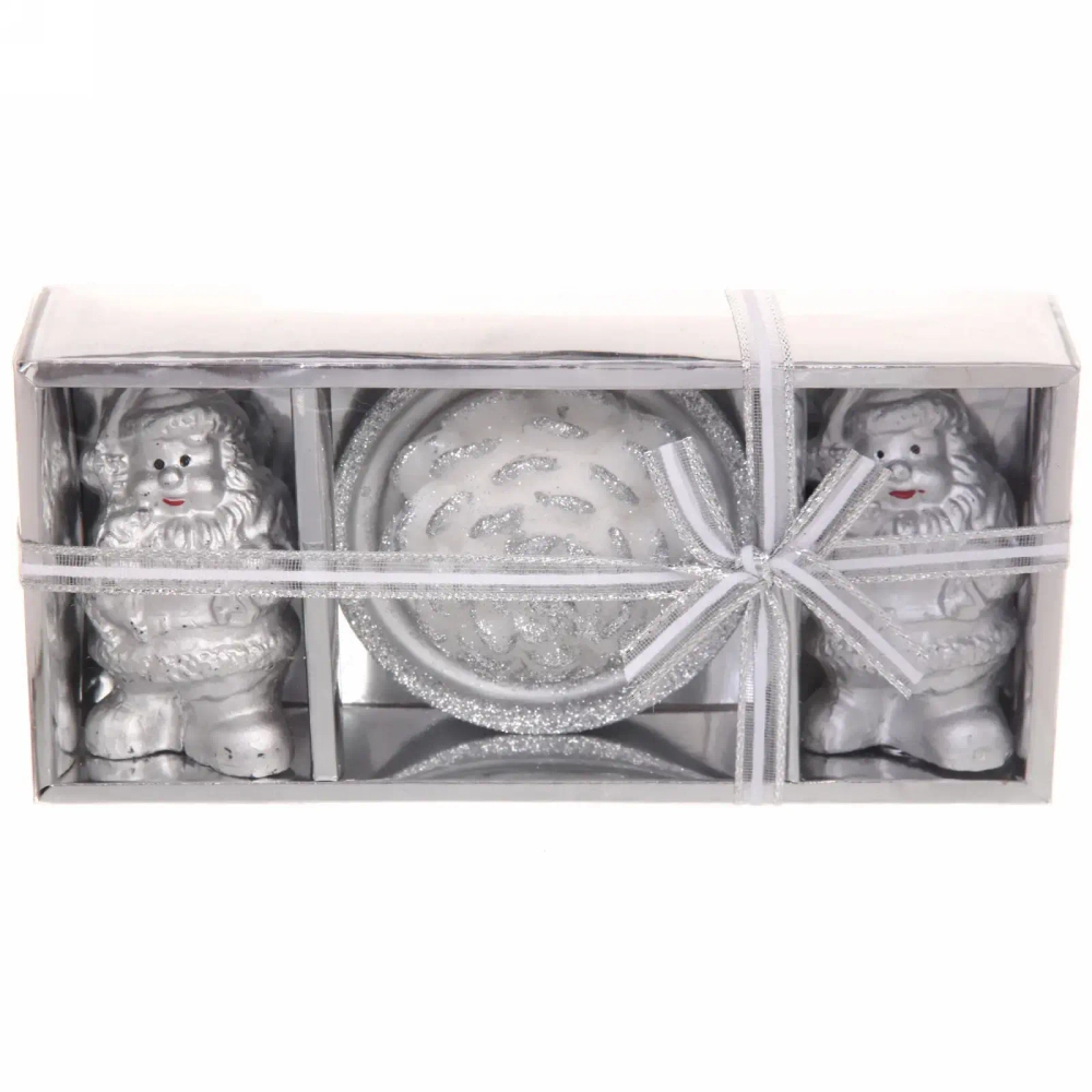 Свечи новогодние «Новогодний вечер» 18*9 см (набор 5 шт), серебро