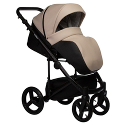 Детская коляска Indigo Tour Eco 2 в 1 Te01 черная кожа+бежевая кожа