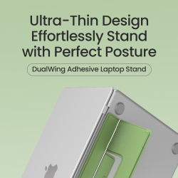 Тонкая складная подставка зеленого цвета от Nillkin для ноутбука, серия DualWing Adhesive Laptop Stand