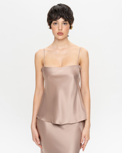 Юбка миди из жемчужного сатина