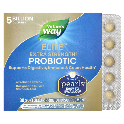 Nature's Way, Pearls® Elite™, пробиотик, 5 млрд КОЕ, 30 капсул
