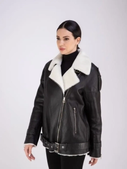 Дубленка авиатор женская натуральная оверсайз Турция