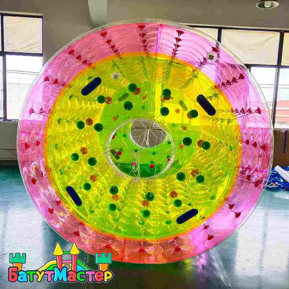 Аттракцион Водный роллер (Гидророллер) «Розово-зелёный» ПВХ, 2.2*2*2 м