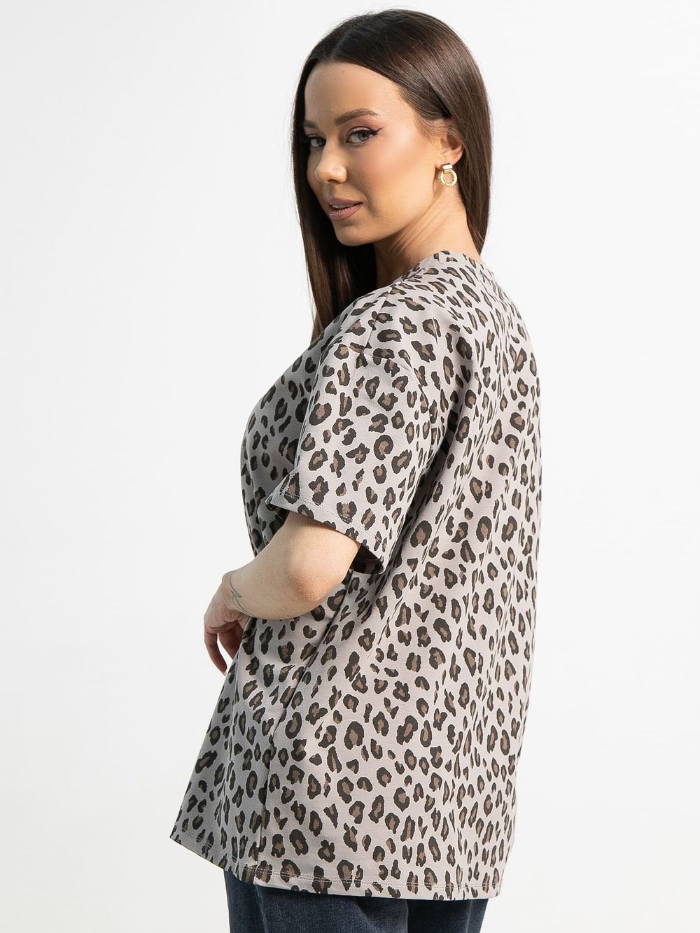 Футболка Ия (серая/лео) Б15238-4М LT Collection