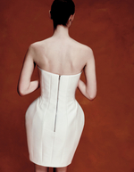 Платье мини из атласа корсетное с объемной юбкой