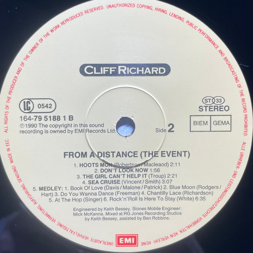 Cliff Richard ‎– From A Distance - The Event 2LP (Европа 1990г.)