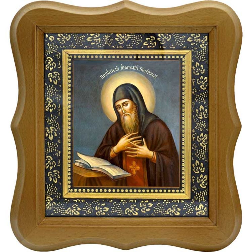 Анатолий Печерский, преподобный затворник. Икона на холсте.