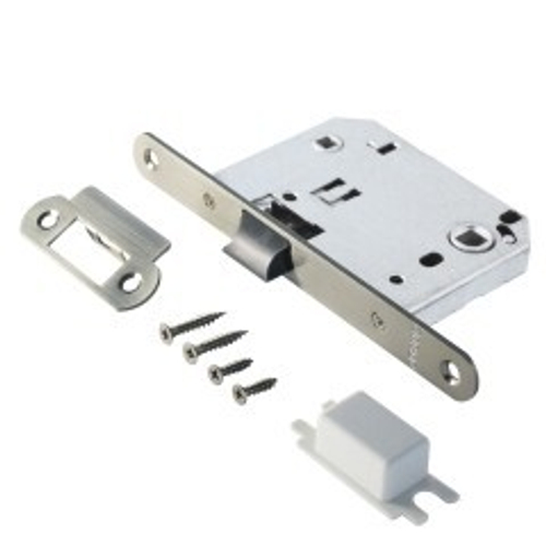 Защелка АЛЛЮР АРТ L7050 PR SN мат.никель, пластик, овал.планка 18мм б/ручек с фиксатором  / 11563