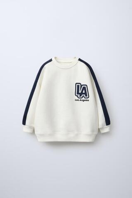 ZARA ТОЛСТОВКА С РЕЛЬЕФНОЙ НАДПИСЬЮ, ЭКРЮ/ТЕМНО-СИНИЙ