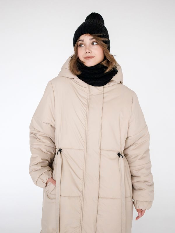 Пуховик зимний женский бежевый - фото 6