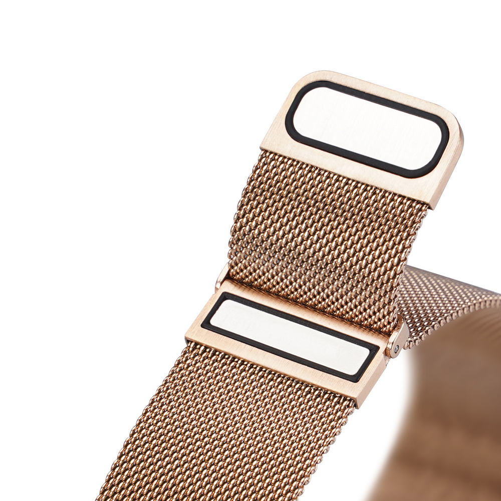 Ремешок из нержавеющей стали золотистого цвета от Dux Ducis для смарт часов Samsung Galaxy Watch 3, 4, 5, 6 и 7 (размер крепления 20мм), серия Milanese Series (миланская петля)