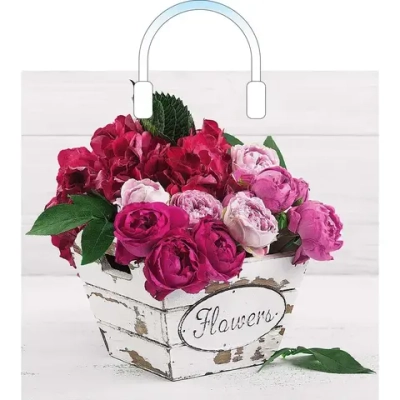 Пакет ПЭ с пластмассовыми ручками 38+3см(Пинк) Артпласт (х10 (комплект 10 шт)