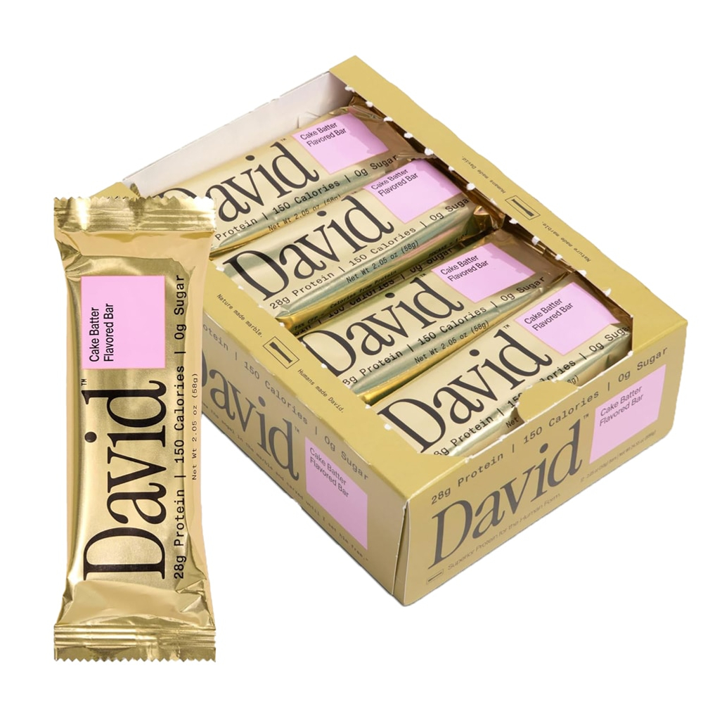 David Protein , Protein Bar, Cake Batter, 12 Bars, 2.19 oz (62 g) Each