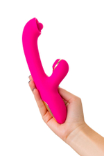 Розовый вибратор-кролик со стимулирующим шариком Rolli - 22 см. (Цвет: розовый)