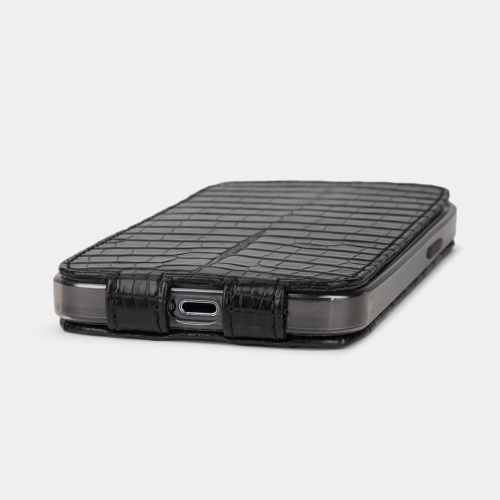 Чехол для iPhone 13 Pro из кожи аллигатора, черного цвета