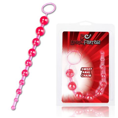 Розовая анальная цепочка Sweet Anal Chain - 32 см. (Цвет: розовый)