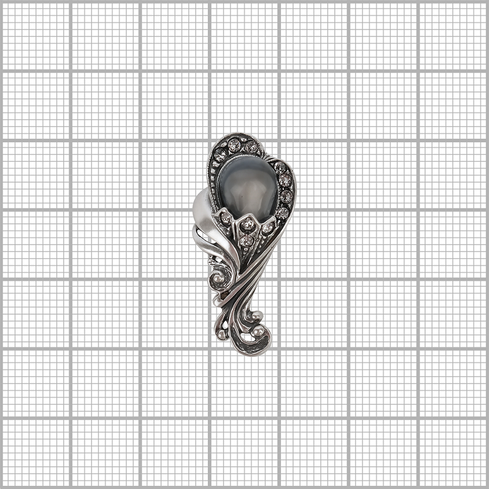 "Спб О С Камнем" брошь в серебряном покрытии из коллекции "Города России" от Jenavi с замком булавка