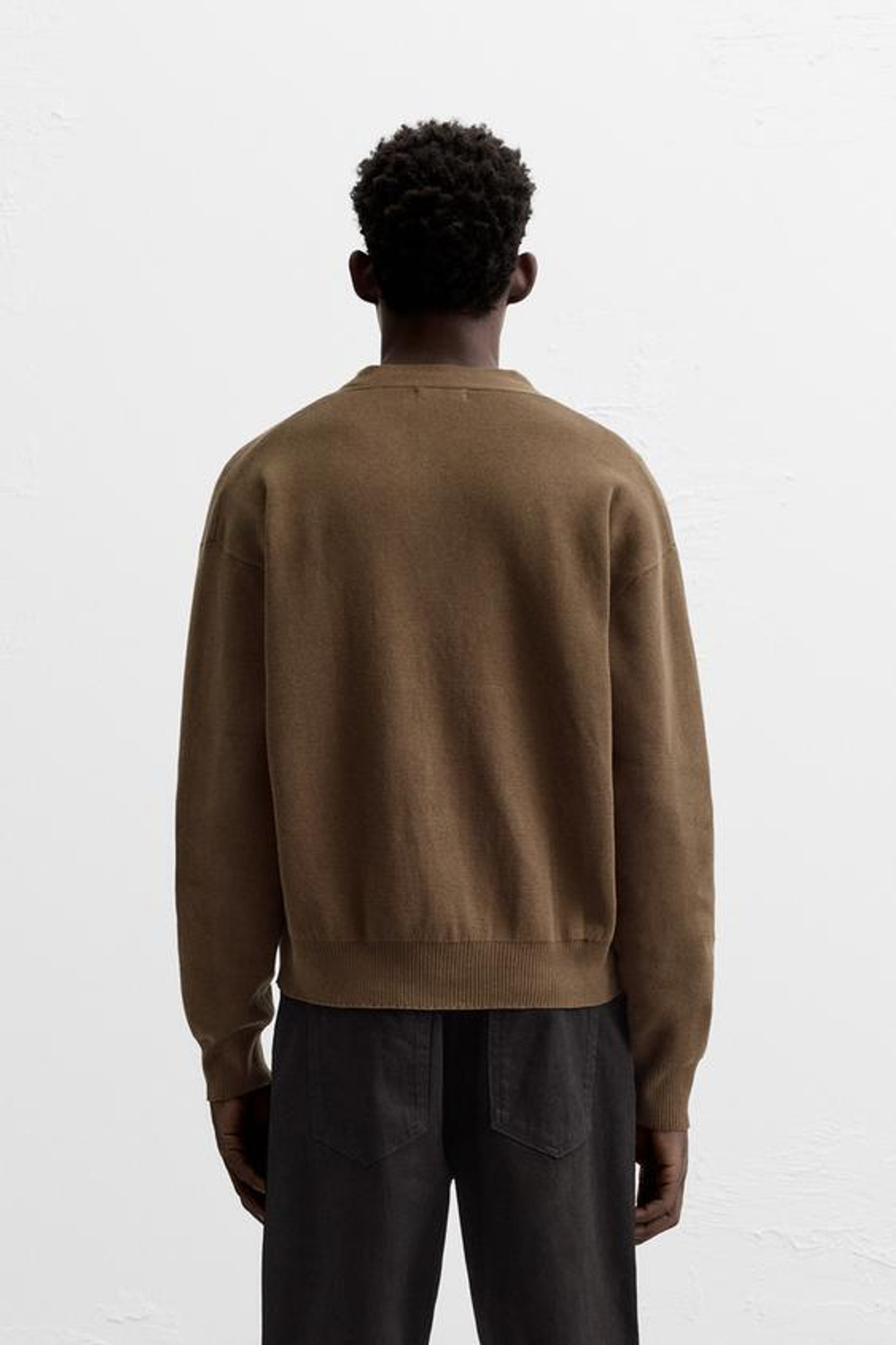 ZARA КАРДИГАН ИЗ РЕЛЬЕФНОГО ХЛОПКА, КОРИЧНЕВЫЙ