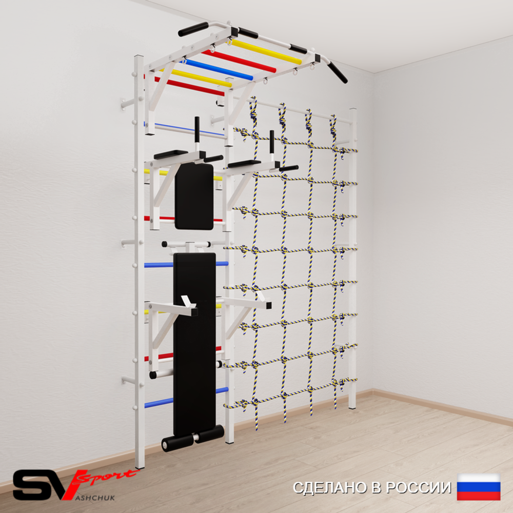Шведская стенка Sv Sport 5260 (Турник рукоход/Брусья/Стойка/Скамья/Канатный лаз)