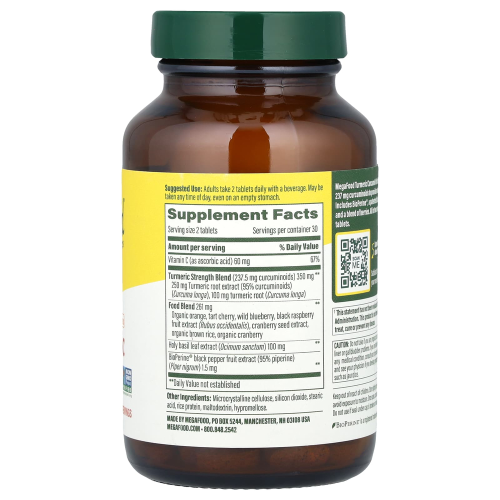 MegaFood, куркумин из куркумы, всего тела, мини, 60 таблеток
