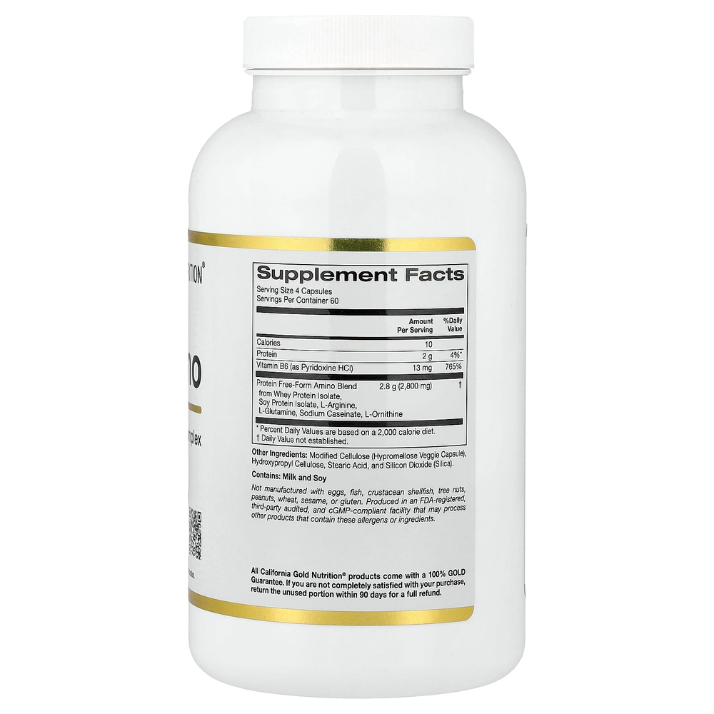 California Gold Nutrition, Total Amino с витамином B6 и смесью 20 аминокислот, 240 вегетарианских капсул