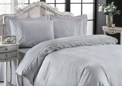 Постельное белье семейное Tivolyo home Lina серое