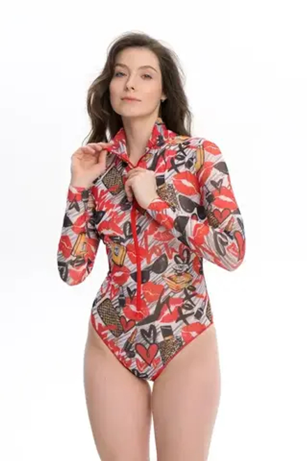 Купальник на молнии с рукавами "Fashion"