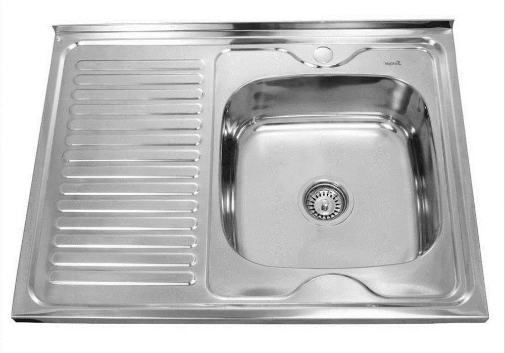 Мойка накладная 600х800 правая нержавеющая сталь + сифон