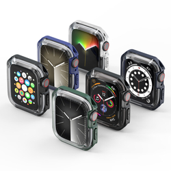 Чехол-бампер прозрачный с черными вставками от Dux Ducis для часов Apple Watch 45мм на модели 7, 8 и 9 серии, серия Tamo Series Case