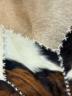 Ковер круглый натуральный на пол / Телячья шкура / 200 см