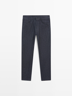 Massimo Dutti Легкие джинсы Slim fit с эффектом ополаскивания, глубокий синий