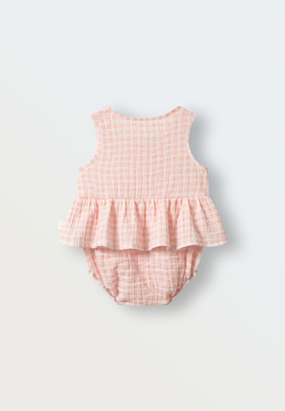 1512-339 Боди-платье из муслина (клетка розовая)