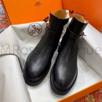 Женские ботинки Hermes Veo кожаные в черном цвете