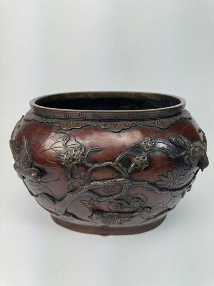 Антикварная японская бронзовая ваза