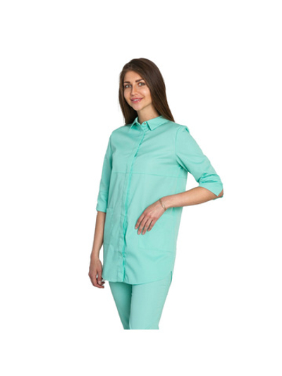 Рубашка медицинская женская White Wears WW150, на кнопках, черный, 50