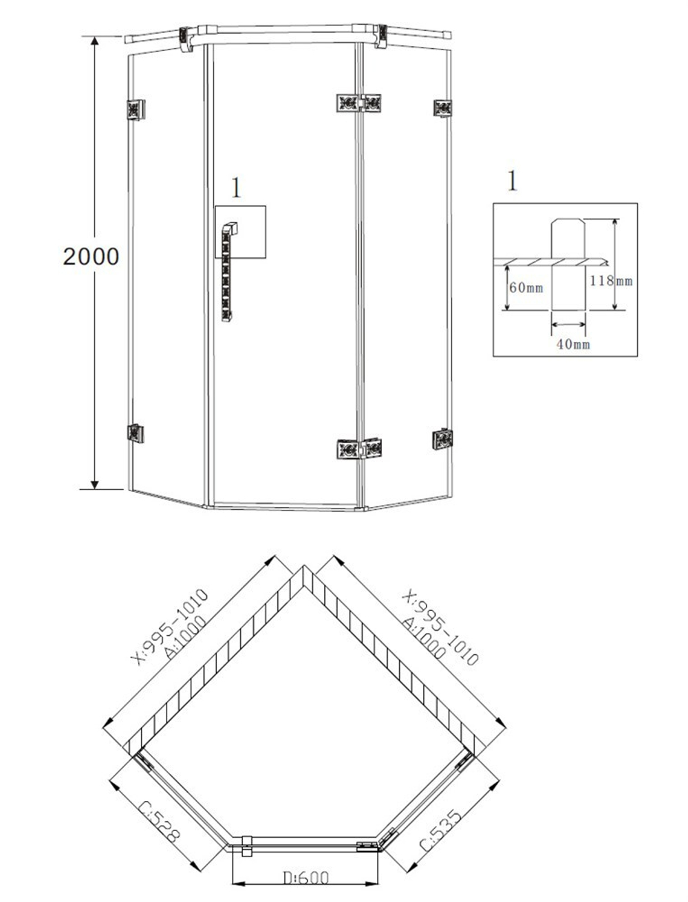 Душевой уголок 100x100 GROSSMAN Status ST-100BRD