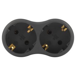 Разветвитель электрический ЭРА SPx-2e-B на 2 розетки с заземлением 16А черный