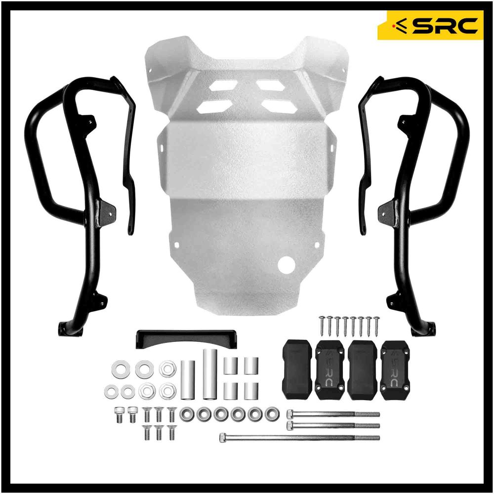 Skid plate (silver) + crash bar (black) for Honda CRF300 Rally300 (SLV)