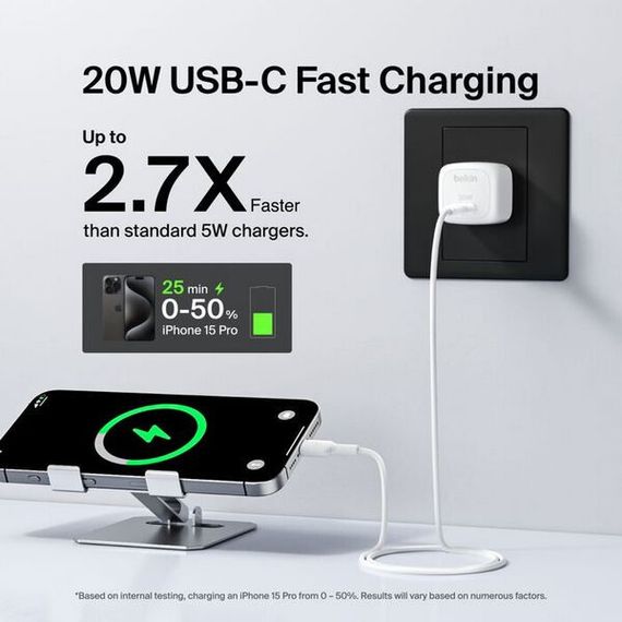 Сетевое зарядное устройство Belkin Compact USB-C Wall Charger 20 Вт (WCA009kqWH) White